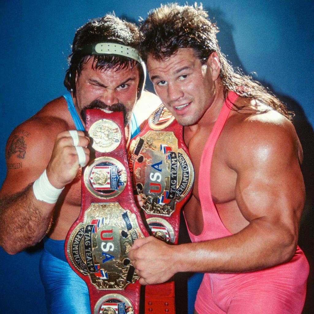 Wrestling flashback. Steiner Brothers vs. Miracle Violence Connection.